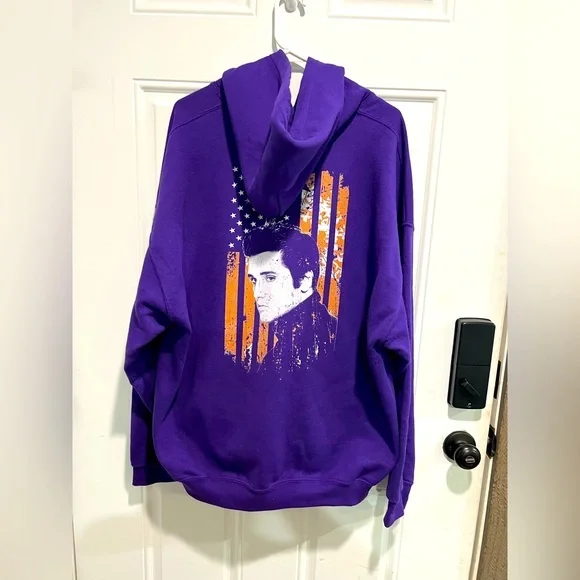 Elvis Presley Oversized Purple Graphic Hoodie size 2XL - Picture 1 of 7